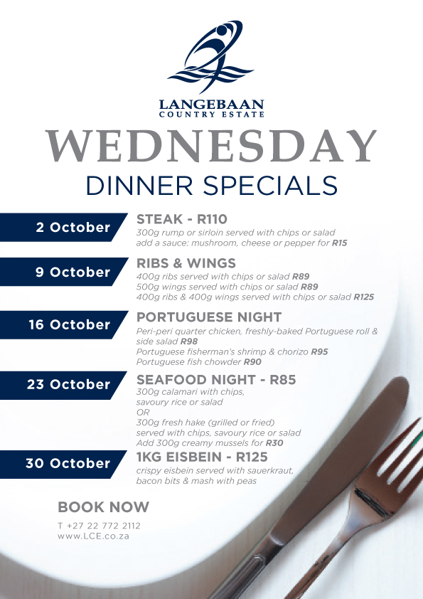 Take a look at the Wednesday Specials forOctober.